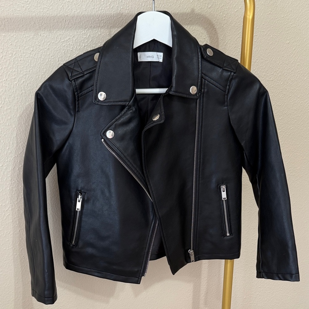 Mango Black Kids Biker Jacket